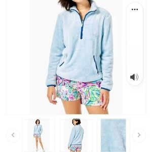 Lilly Pulitzer Skipper Sherpa Popover In Skim Blue XL